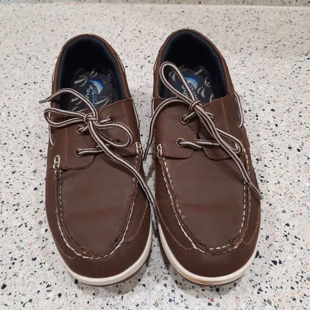 Island Surf Men's Boat Shoes Leather Dark Brown Size 8